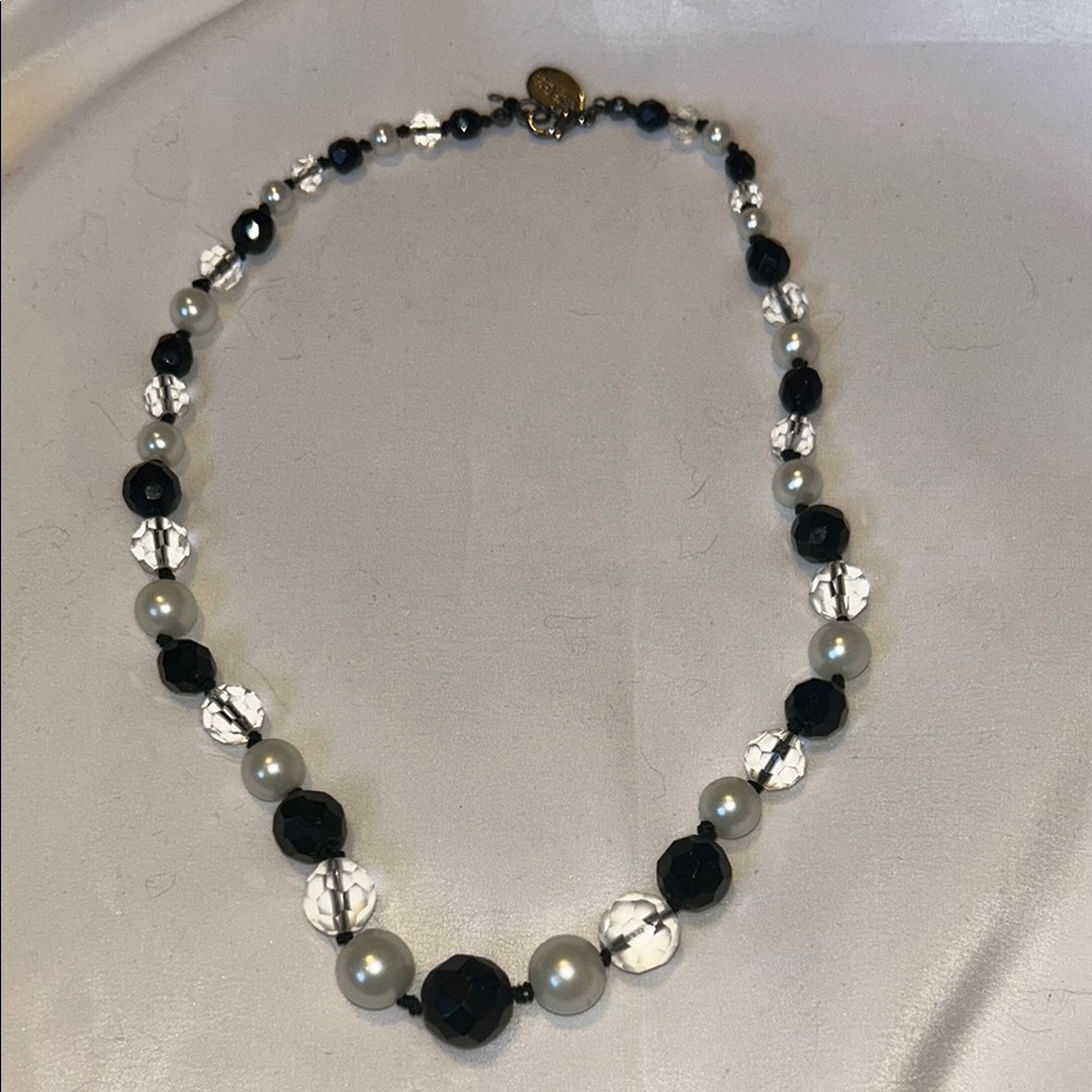 White House Black Market Elegant Black and White Beaded Necklace